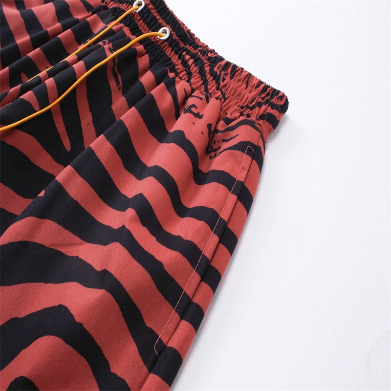 Rhude T-shirt Zebra Letter Embroidery Casual Short Sleeve Shirt, Shorts