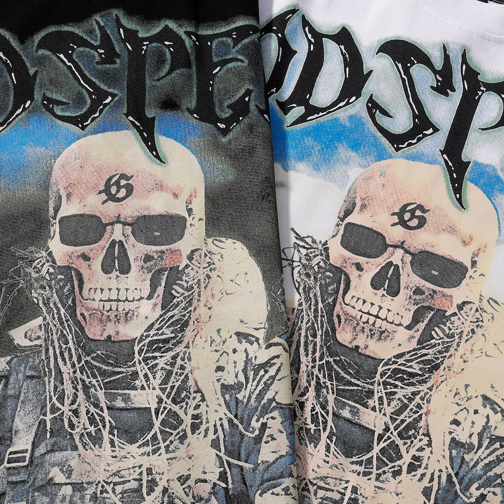 Godspeed T-shirts Skull Marines Printed Cotton Casual Short Sleeves Men and Women