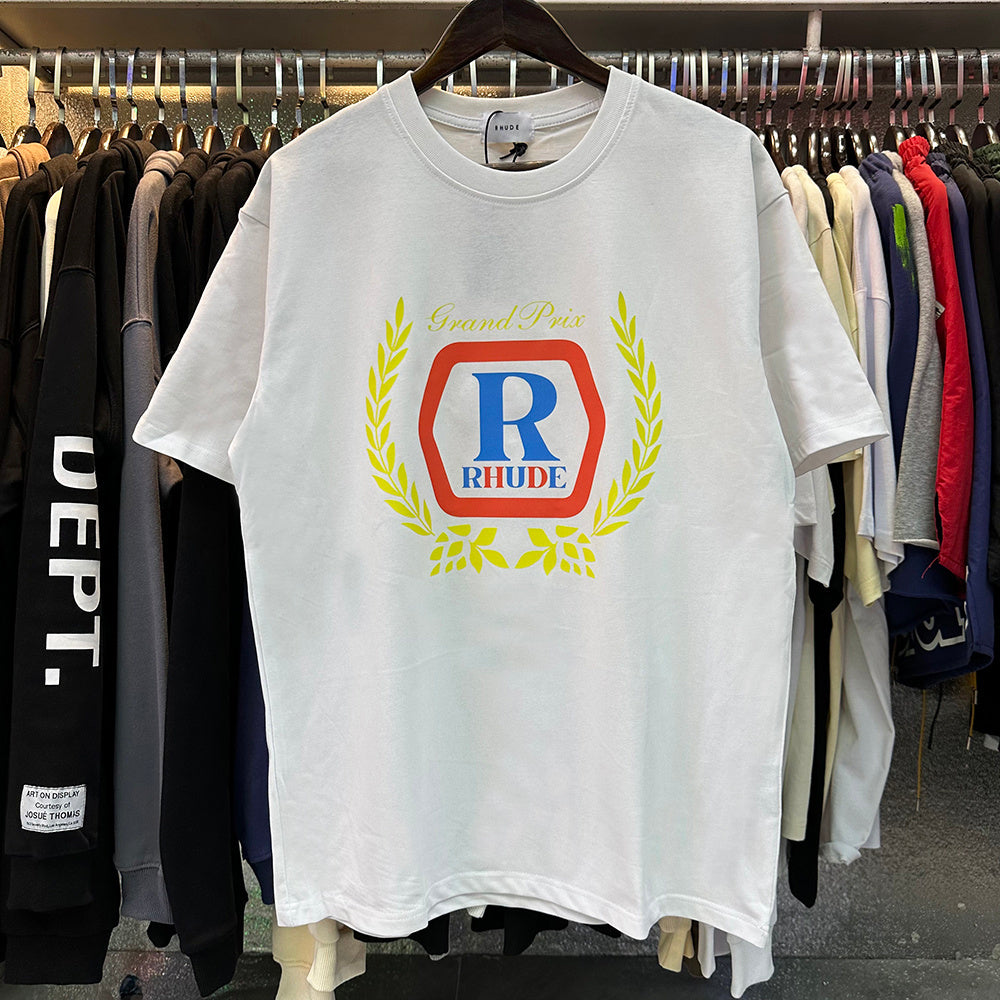 Rhude T-shirts Printed Cotton Loose Short Sleeves Men and Women