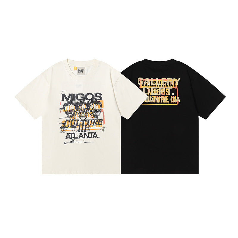 Gallery Dept T-shitrs Gilding Design Double Yarn Cotton Short Sleeve