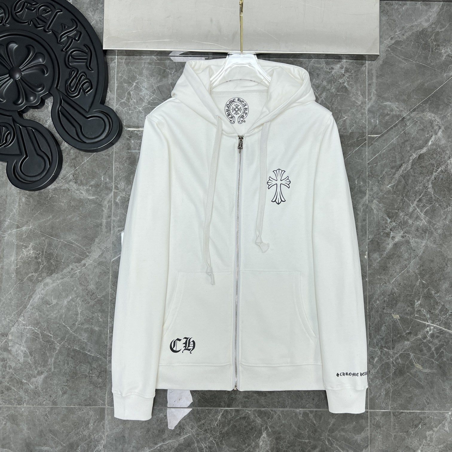 Chrome Heart Hoodie Overlap Phantom Cross Zip Sweater Couple