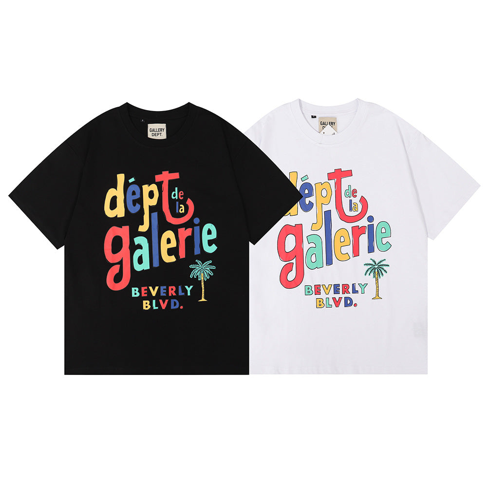 Gallery Dept T-shitrs plus Size Loose Short Sleeve Rainbow