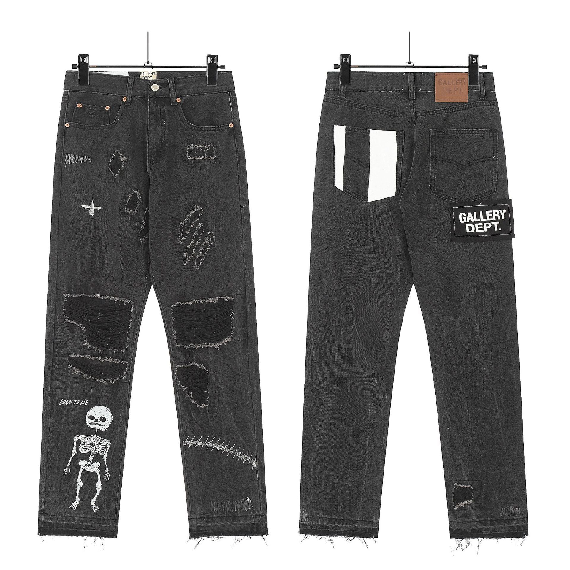 Gallery Dept Jeans Skull Alphabet Patch Heavy Industry Washed Jeans