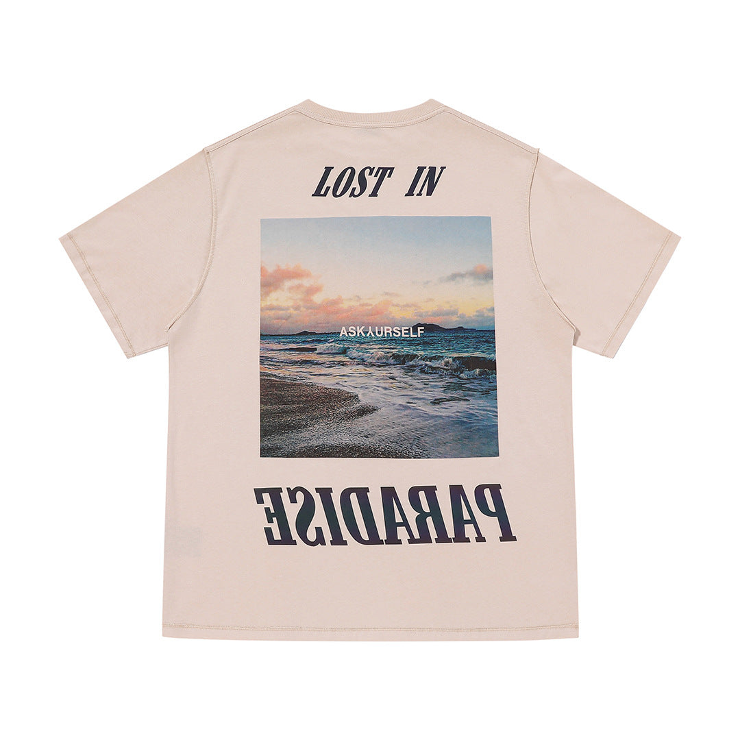 Askyurself T-shirts Short Sleeve Casual Loose Retro T-shirt